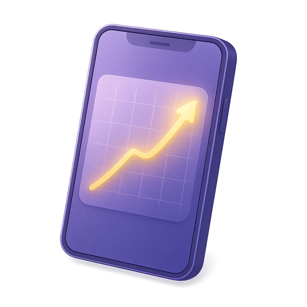 Smartphone avec graphique de progression